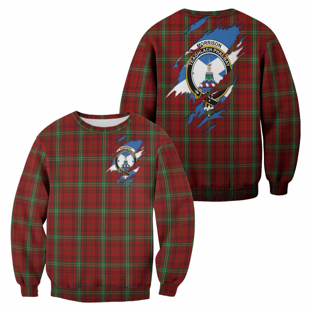Morrison Clan Crest In Me Tartan Sweatshirt Scotland Flag Style