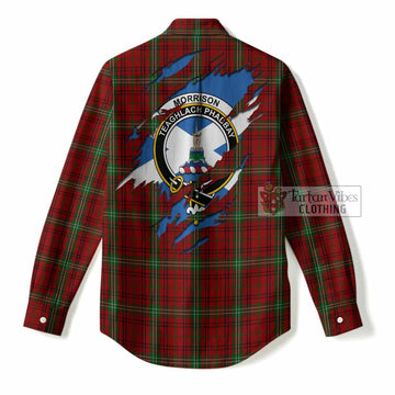 Morrison Clan Crest In Me Tartan Women Casual Shirt Scotland Flag Style