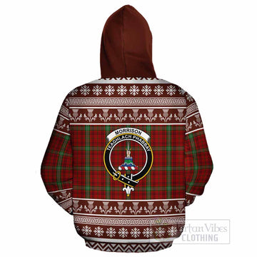 Morrison Clan Tartan Christmas Cotton Hoodie with Family Crest