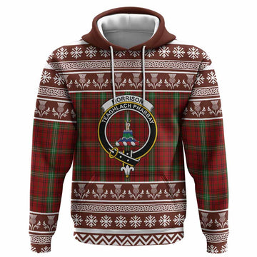 Morrison Clan Tartan Christmas Hoodie with Family Crest