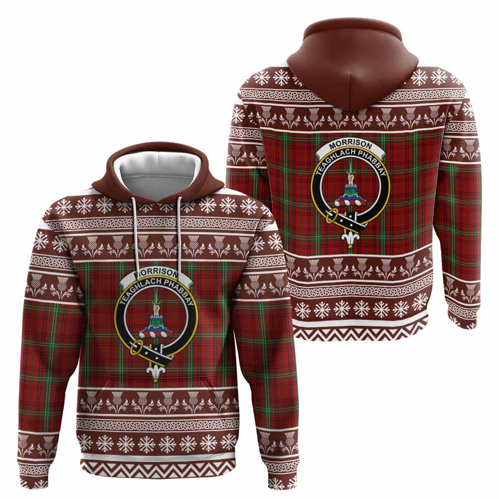 Morrison Clan Tartan Christmas Hoodie with Family Crest - Tartan Vibes Clothing