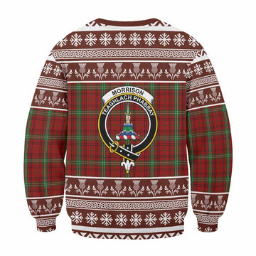 Morrison Clan Tartan Christmas Sweatshirt with Family Crest