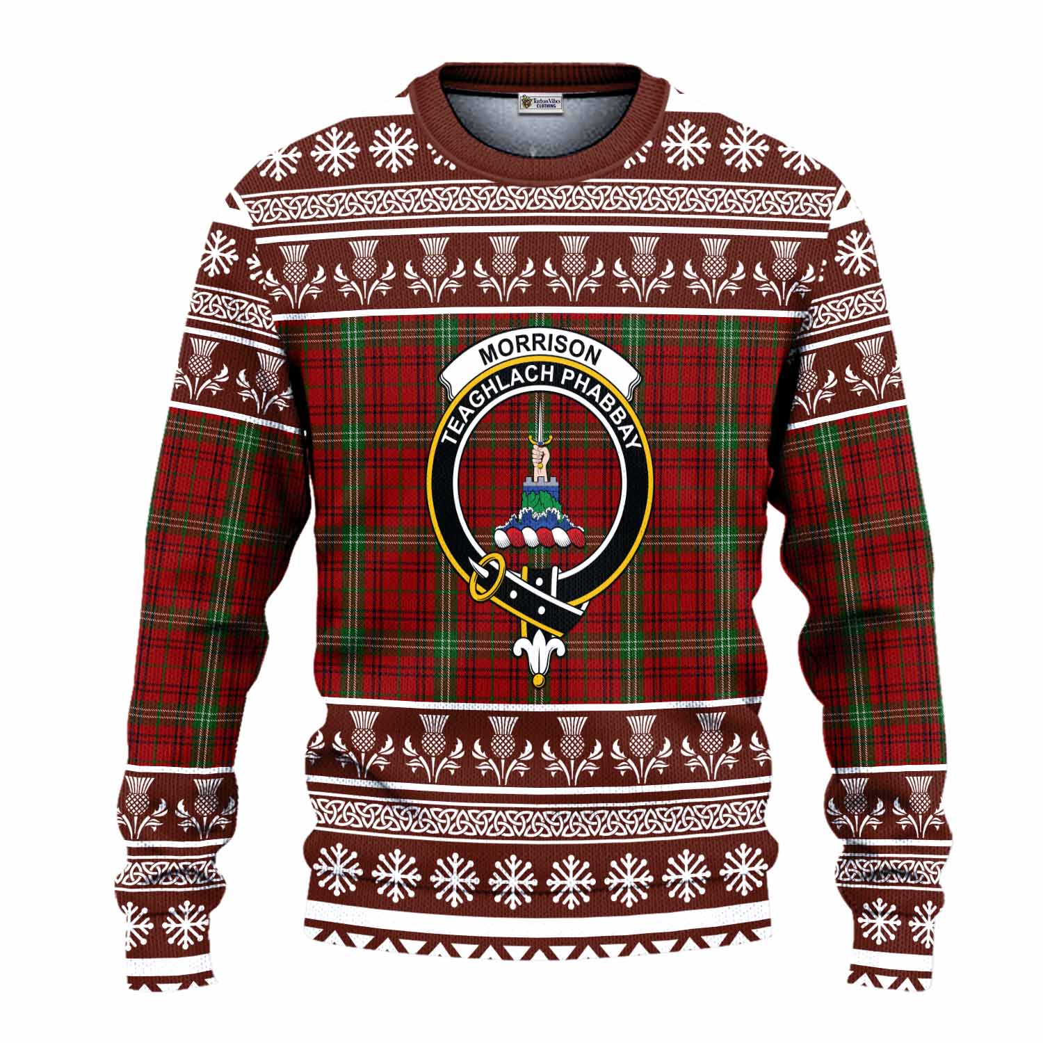 Morrison Clan Tartan Christmas Ugly Sweater with Family Crest - Tartan Vibes Clothing