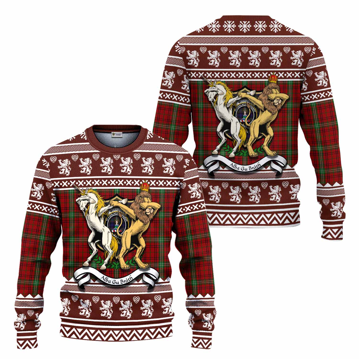 Morrison Clan Tartan Crest Christmas Ugly Sweater Coat of Arms Funny Style - Tartan Vibes Clothing