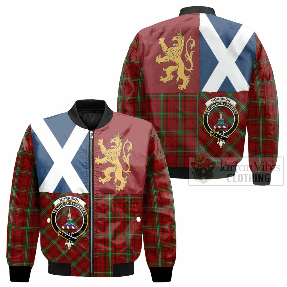 Morrison Crest Tartan Bomber Jacket with Lion Rampant Saltire Style
