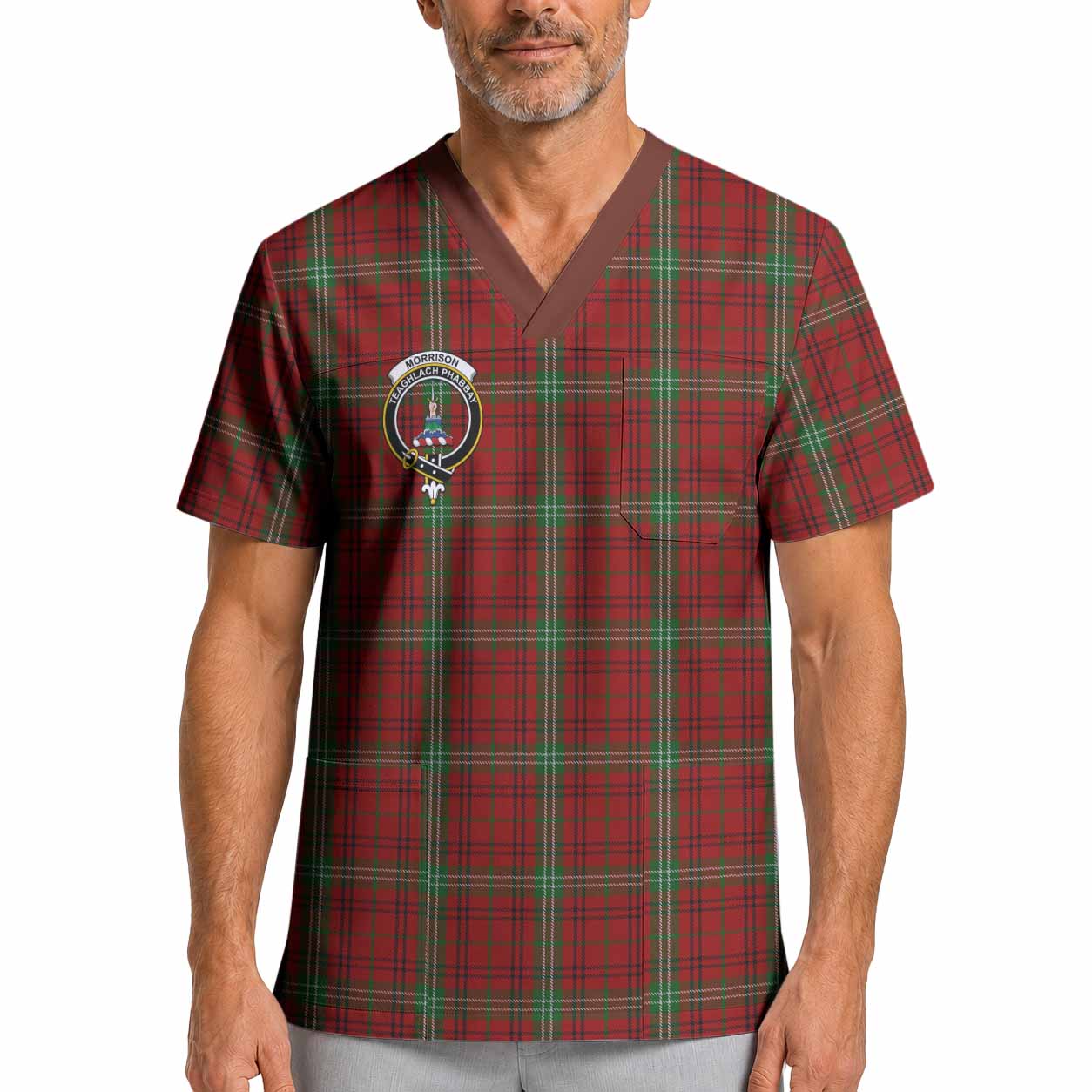 Morrison Crest Tartan Scrub Top XL - Tartan Vibes Clothing
