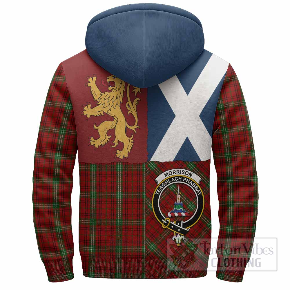 Morrison Crest Tartan Sherpa Hoodie with Lion Rampant Saltire Style
