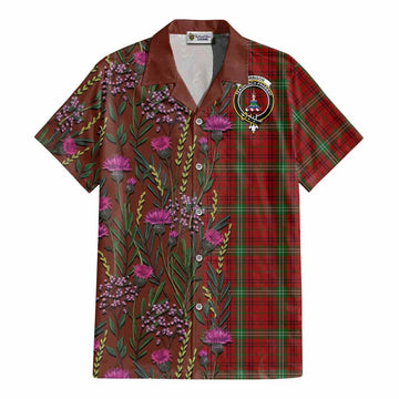 Morrison Family Crest Tartan Cotton Hawaiian Shirt Scottish Thistle Flower Pattern Half Style