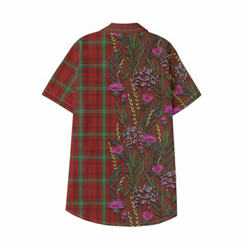 Morrison Family Crest Tartan Kid Hawaiian Shirt Scottish Thistle Flower Pattern Half Style - Tartan Vibes Clothing