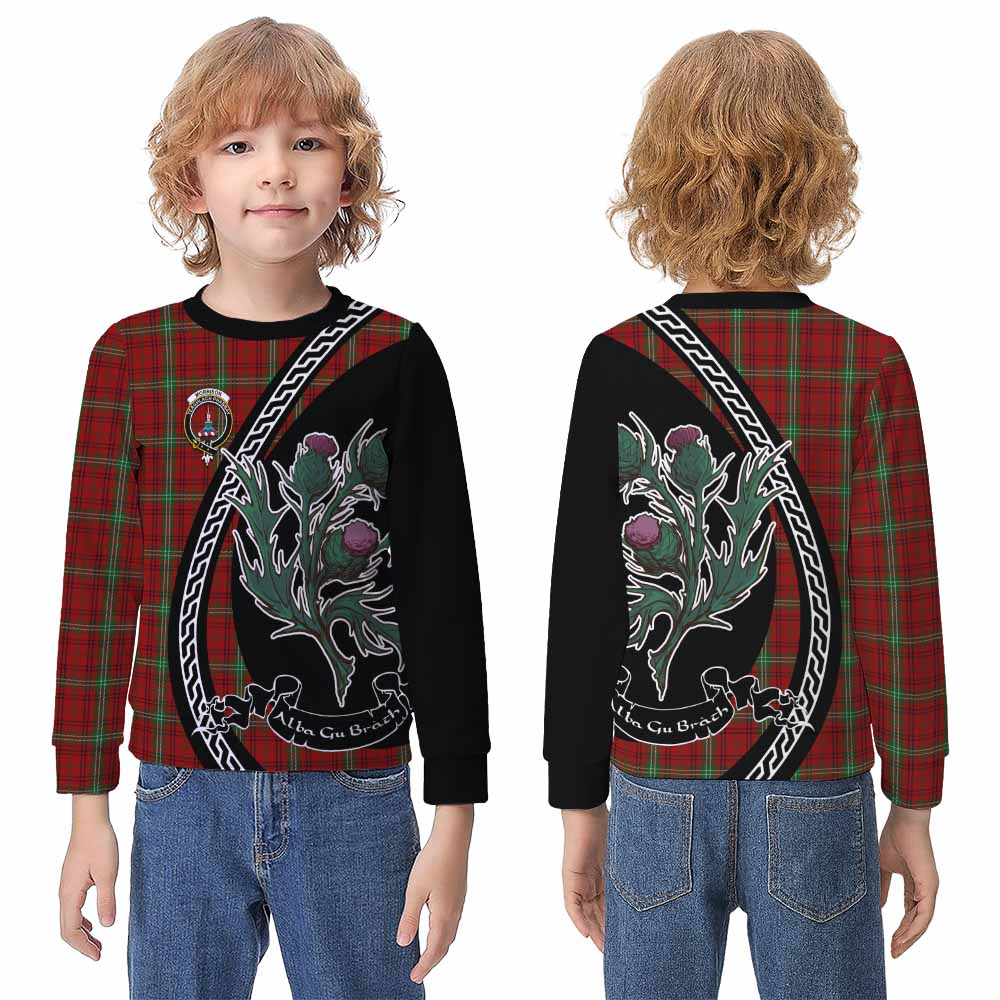 Morrison Family Crest Tartan Kid Knitted Sweatshirt Alba Thistle Inspired - Tartan Vibes Clothing