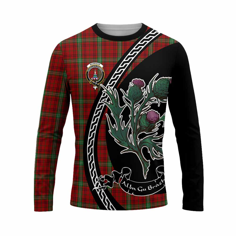 Morrison Family Crest Tartan Long Sleeve T-Shirt Alba Thistle Inspired - Tartan Vibes Clothing