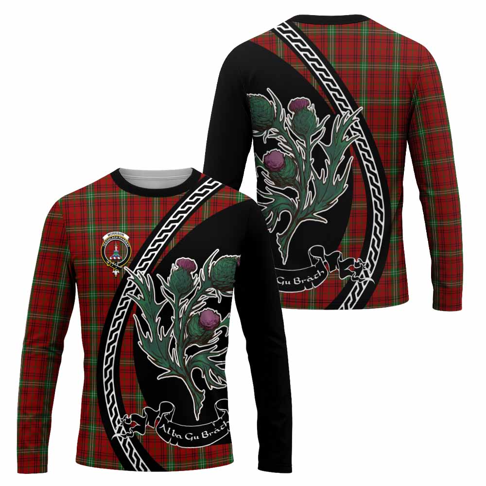Morrison Family Crest Tartan Long Sleeve T-Shirt Alba Thistle Inspired - Tartan Vibes Clothing