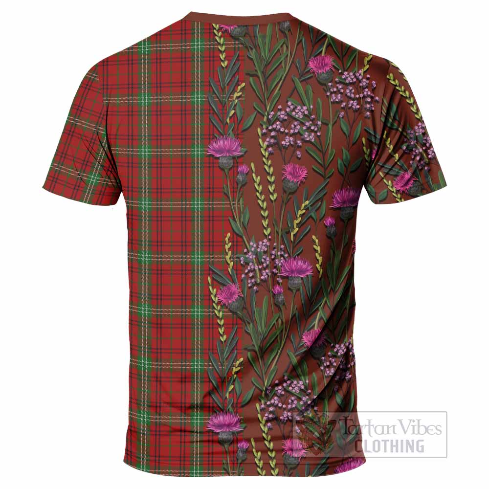 Morrison Family Crest Tartan T-Shirt Scottish Thistle Flower Pattern Half Style - Tartan Vibes Clothing