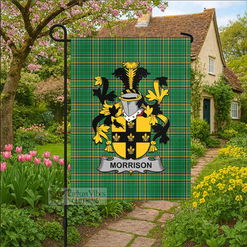Morrison Irish Clan Tartan Garden Flag with Coat of Arms