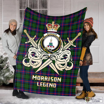 Morrison Modern Tartan Blanket with Clan Crest and the Golden Sword of Courageous Legacy