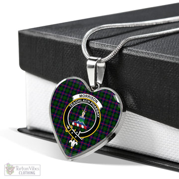 Morrison Modern Tartan Heart Necklace with Family Crest