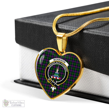 Morrison Modern Tartan Heart Necklace with Family Crest