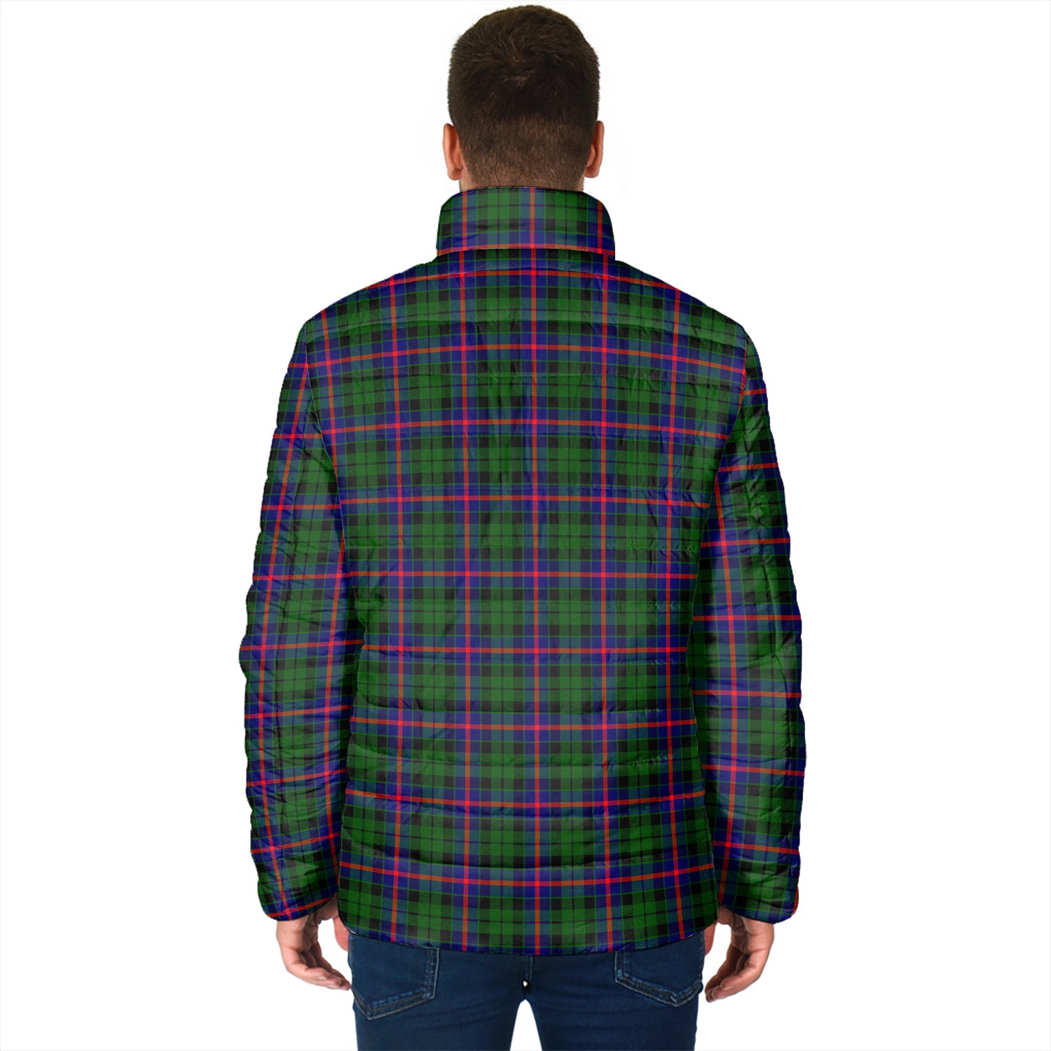 Morrison Modern Tartan Padded Jacket with Family Crest - Tartanvibesclothing