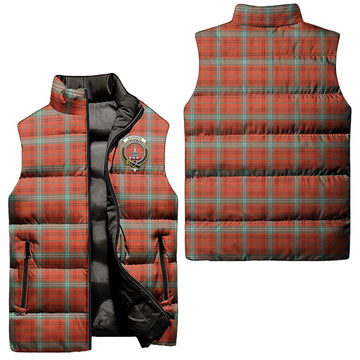 Morrison Red Ancient Tartan Sleeveless Puffer Jacket with Family Crest