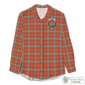 Morrison Red Ancient Tartan Womens Casual Shirt with Family Crest