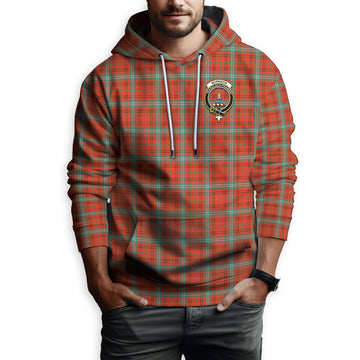 Morrison Red Ancient Tartan Hoodie with Family Crest