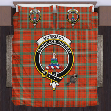Morrison Red Ancient Tartan Bedding Set with Family Crest