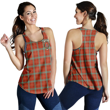 Morrison Red Ancient Tartan Women Racerback Tanks with Family Crest