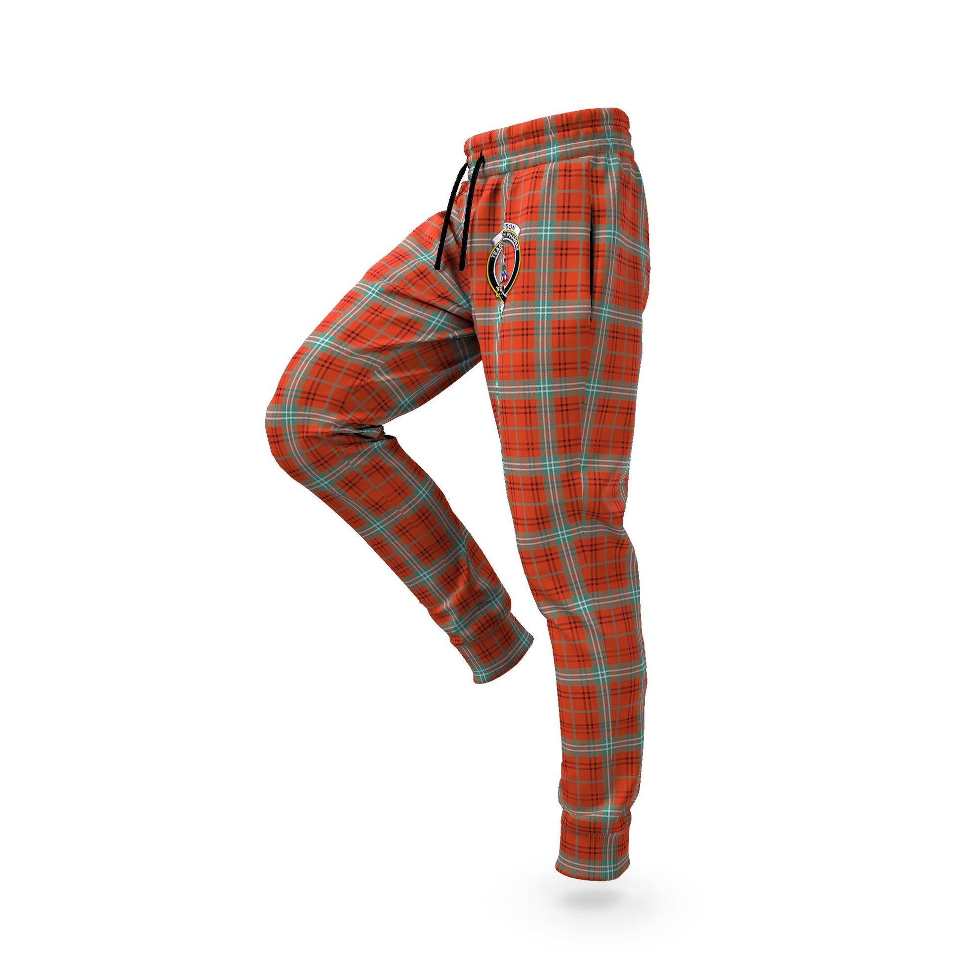 Morrison Red Ancient Tartan Joggers Pants with Family Crest S - Tartanvibesclothing