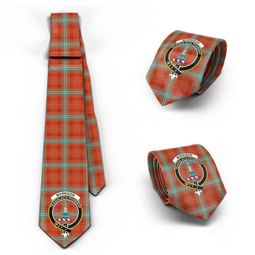 Morrison Red Ancient Tartan Classic Necktie with Family Crest