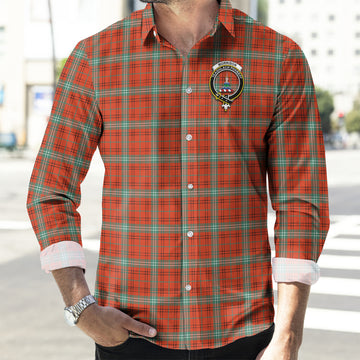 Morrison Red Ancient Tartan Long Sleeve Button Up Shirt with Family Crest