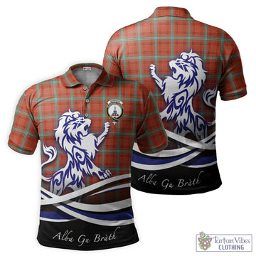 Morrison Red Ancient Tartan Polo Shirt with Alba Gu Brath Regal Lion Emblem