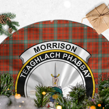 Morrison Red Ancient Tartan Christmas Tree Skirt with Family Crest