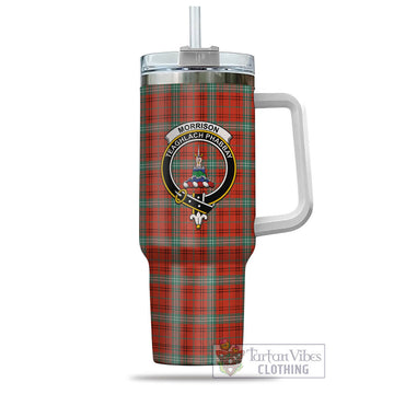 Morrison Red Ancient Tartan and Family Crest Tumbler with Handle