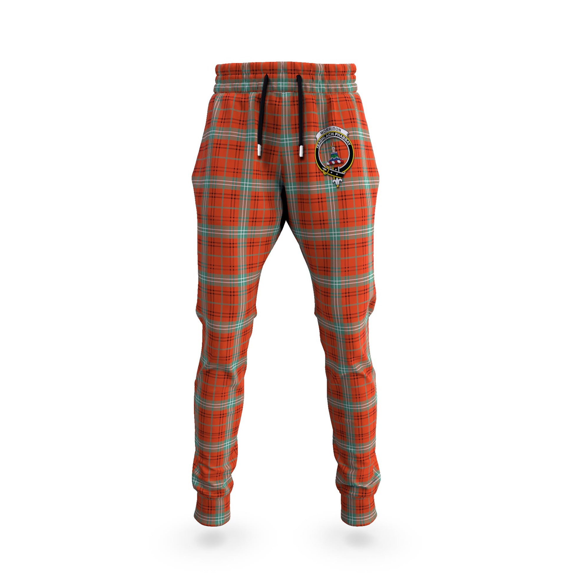 Morrison Red Ancient Tartan Joggers Pants with Family Crest - Tartanvibesclothing