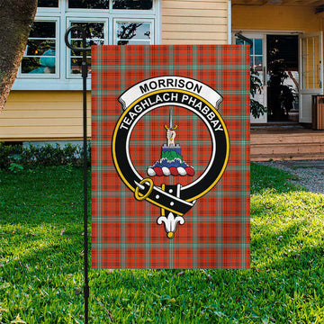Morrison Red Ancient Tartan Flag with Family Crest