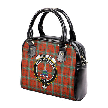 Morrison Red Ancient Tartan Shoulder Handbags with Family Crest