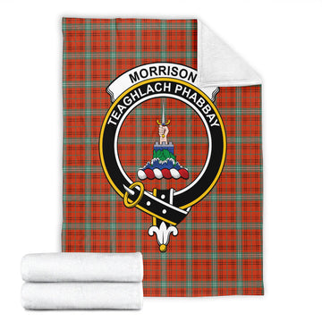 Morrison Red Ancient Tartan Blanket with Family Crest