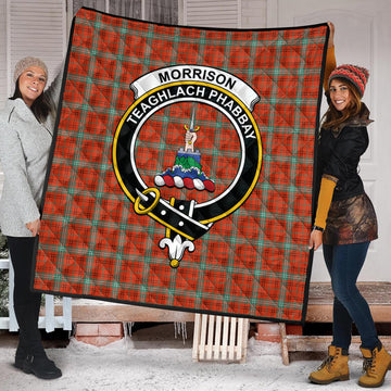 Morrison Red Ancient Tartan Quilt with Family Crest