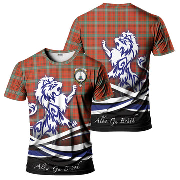 Morrison Red Ancient Tartan T-Shirt with Alba Gu Brath Regal Lion Emblem