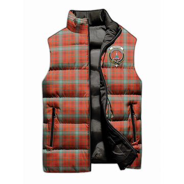 Morrison Red Ancient Tartan Sleeveless Puffer Jacket with Family Crest