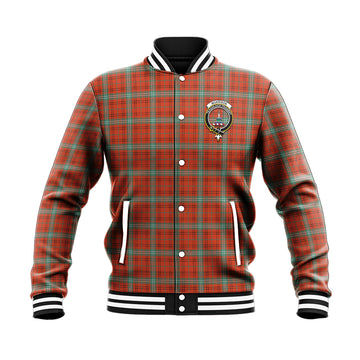 Morrison Red Ancient Tartan Baseball Jacket with Family Crest