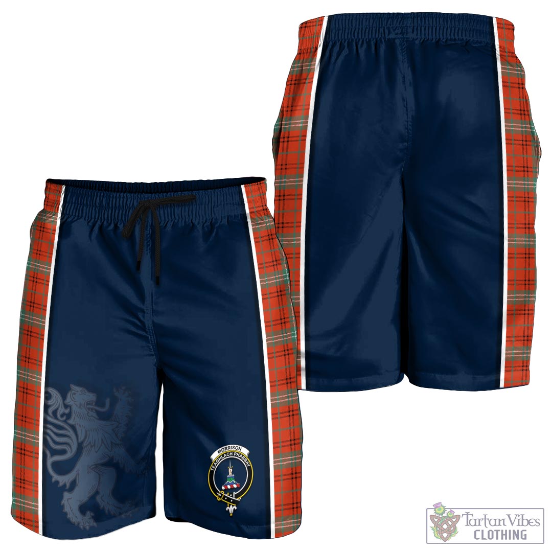 Tartan Vibes Clothing Morrison Red Ancient Tartan Men's Shorts with Family Crest and Lion Rampant Vibes Sport Style