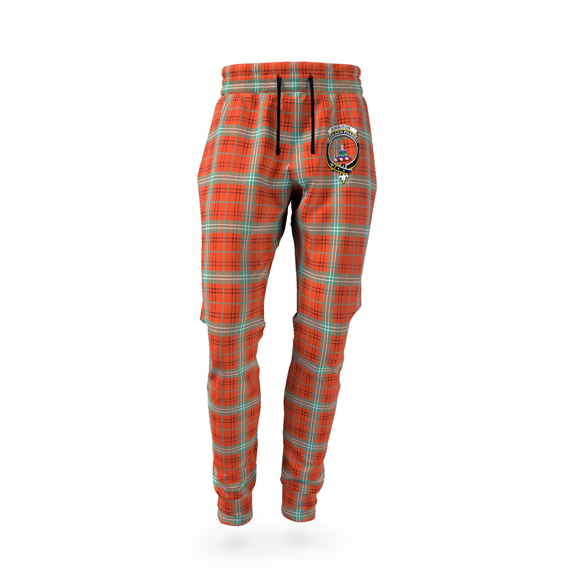 Morrison Red Ancient Tartan Joggers Pants with Family Crest - Tartanvibesclothing