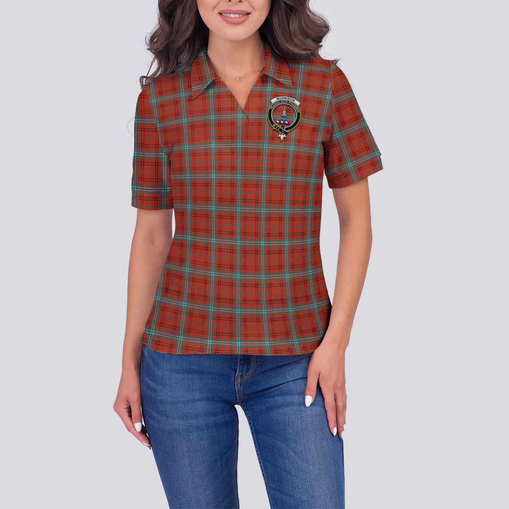 morrison-red-ancient-tartan-polo-shirt-with-family-crest-for-women