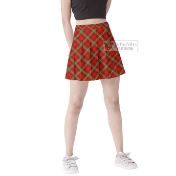 Morrison Red Modern Tartan Women's Plated Mini Skirt