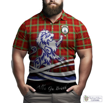 Morrison Red Modern Tartan Polo Shirt with Alba Gu Brath Regal Lion Emblem