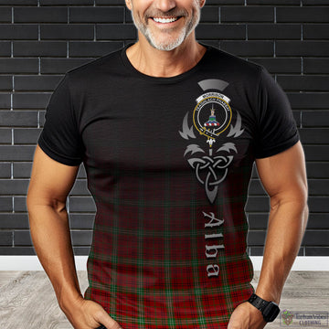 Morrison Red Modern Tartan T-Shirt Featuring Alba Gu Brath Family Crest Celtic Inspired