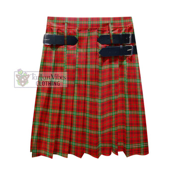 Morrison Red Modern Tartan Men's Pleated Skirt - Fashion Casual Retro Scottish Kilt Style