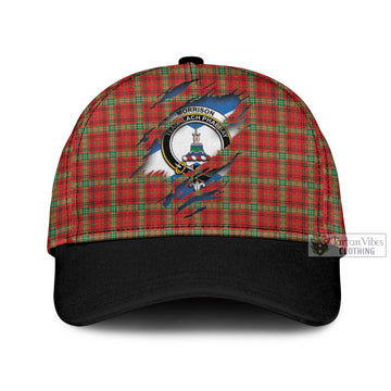 Morrison Red Modern Tartan Classic Cap with Family Crest In Me Style