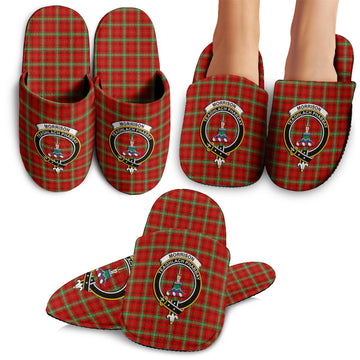 Morrison Red Modern Tartan Home Slippers with Family Crest